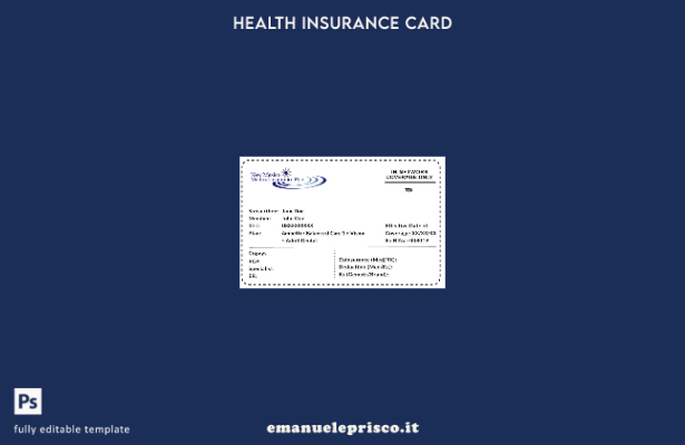 modello di tessera di assicurazione sanitaria del New Mexico in stile verificato